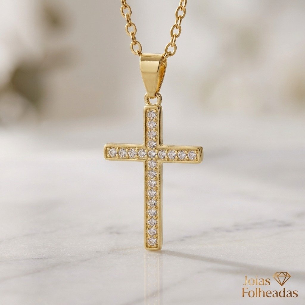 Crucifixo folheado a ouro